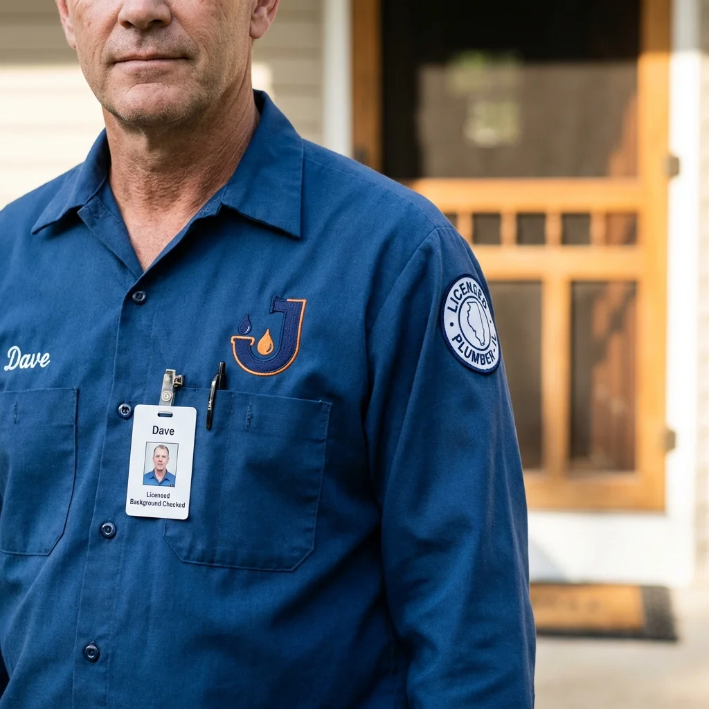 Licensed plumber showing ID badge in Islamorada, FL