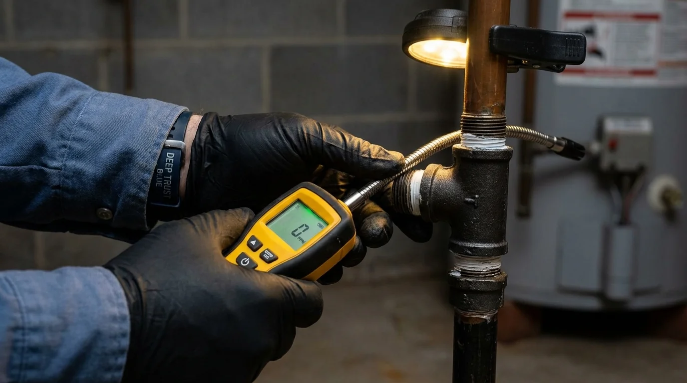 Gas leak detection with electronic sniffer by Johns Plumbing LLC in Islamorada