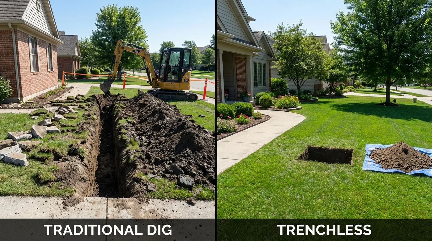 Trenchless sewer repair with minimal yard damage versus traditional excavation in Islamorada, FL